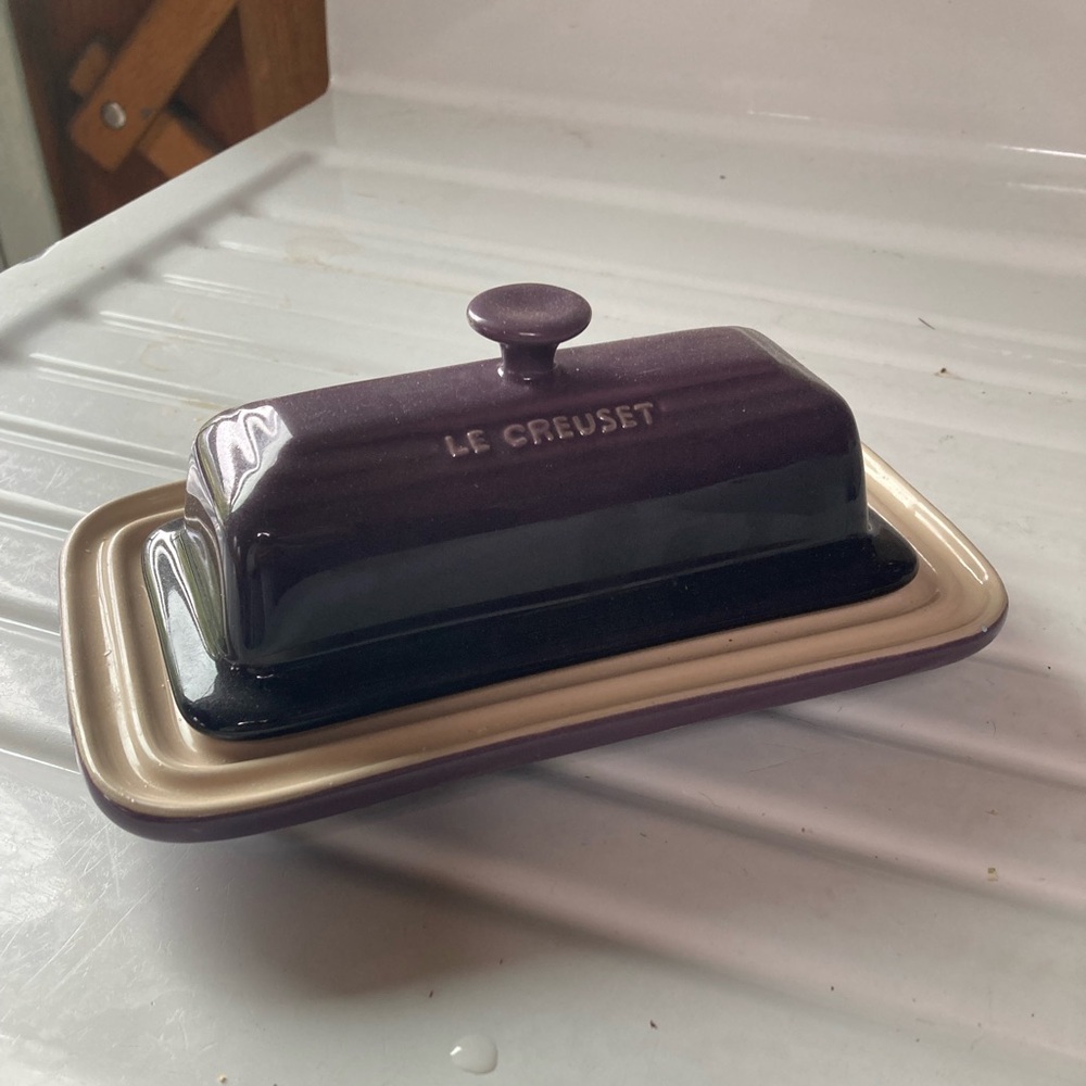 Le Creuset Plum and Cream Butter Dish
